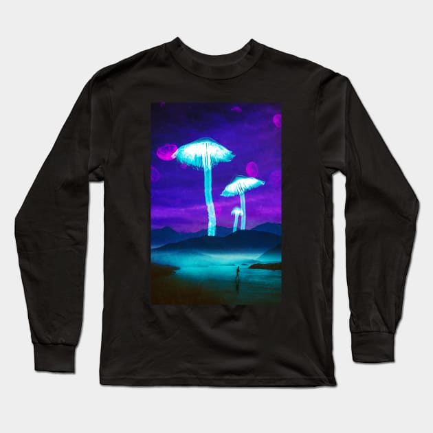 Glowy Shrooms Long Sleeve T-Shirt by SeamlessOo